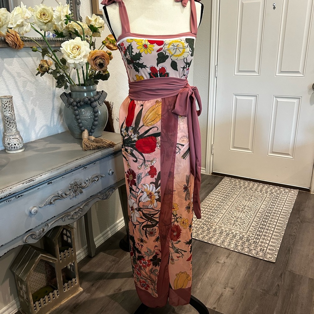 Elegant Pink Swimsuit and Sarong